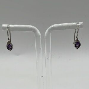 AMETHYST AND STERLING SILVER EARRINGS .75” LONG